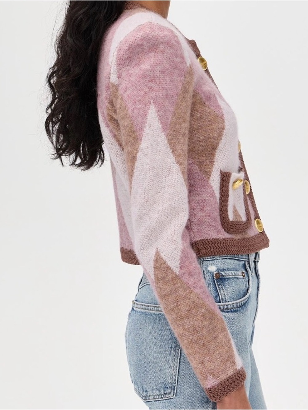 L'AGENCE 
Siobhan Fuzzy Argyle Cardigan - Picture 6 of 16